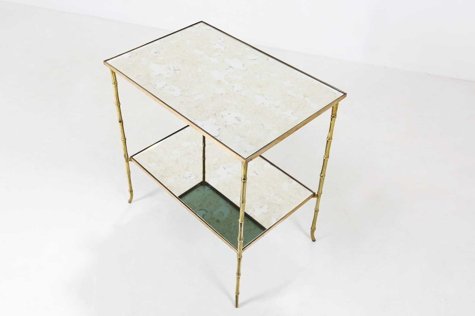 Bronze bamboo coffee table by Maison Bagues Ca.1960thumbnail